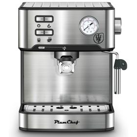 20 Bar Professional Espresso Machine With Milk Frother, Single Double Shot, ESE Pod Compatible, Visual Display Of Pressure, Removable Water Tank For C