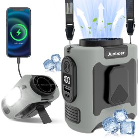 10000mAh Portable Waist Fan, Clip On Wearable Belt Personal Fan, Rechargeable Battery Powered, With 5 Speed Levels And A Flashlight, Suitable For Outd