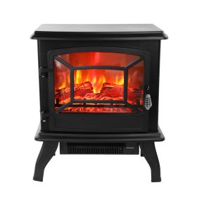 US SF507-17 120V 1400W 17in Fireplace, Black, Iron Sheet, Freestanding-Fake Firewood-Heating Wire