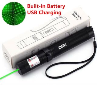 USB Rechargeable Green Laser Pointer Pen Light 990Miles 532NM Astronomy Visible Beam Light 1mw Flashlight