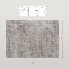 8x10 Machine Washable Area Rug , Non-Slip Traditional Floor Carpet For Living Room, Bedroom, Light Mixed-Brown