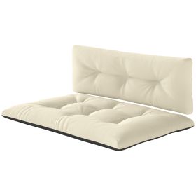 2 Seater Pallet Cushions Outdoor 3.9 Thick Replacement Cushions - Tufted Design For Garden, Patio, Cream White