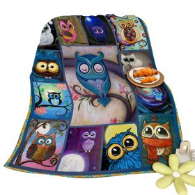 Moon Owl Flannel Fleece Blanket Cozy Fuzzy Warm Flannel Blanket Cute Night Owl Blanket Soft Plush Throw Blanket For Owl Lovers 30x40 Inches 50x60 Inch