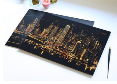 Decorative painting scratch Scraping painting drawing paper world Sightseeing pictures decoration birthday gifts drop shipping (Option: O)