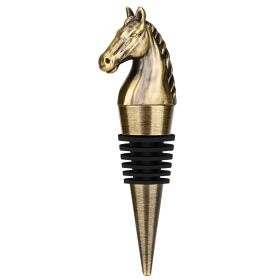 Luxury Horse Head Wine Bottle Stopper Animal-shaped Wine Stopper For Preserving Red Wine, A Kitchen Storage Gift, A Birthday Gift For Universal Wine P (Option: Bronze HJS0405)