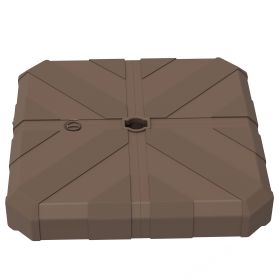 Square Patio Umbrella Base, Cantilever Offset Umbrella Base Heavy Duty Outdoor Umbrella Stand Base, Filled Up To 143lbs With Stand Or 130lbs With Wate (Color: BROWN)