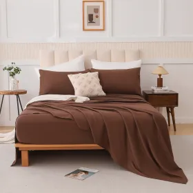 Four-piece Bed Set, K (Color: BROWN)