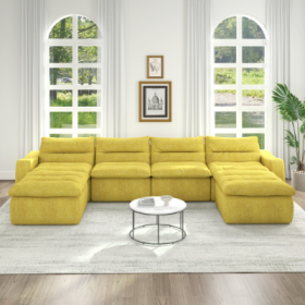 Compression Combined Sofa, Modern Lazy Style Combined Sofa, Comfortable Beanbag Sofa, Can Be Combined At Will, No Need To Assemble, Suitable For Livin (Color: Yellow)