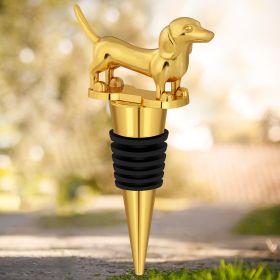 A Dachshund-shaped Red Wine Stopper, A Household Wine Champagne Stopper, An Interesting Dachshund Dog Wine Stopper, Suitable For Men And Women's Birth (Option: Golden HJS1807)