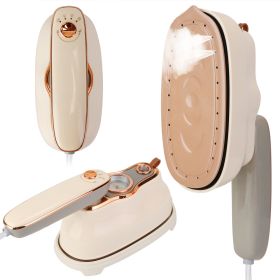 1Pc 1200W Foldable Handheld Clothes Iron Steamer With Wet Dry Ironing Mode Portable Garment Steamer Travel Clothing Wrinkles Remover With Temperature (Color: Beige)