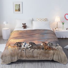 3D Horse Printed Flannel Throw Blanket For Girls Women Running Horse Throw Blanket Fleece Blankets With Horses On Them Flannel Blanket Cool Horse Soft (Option: 130x150cm-Multicolor)