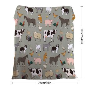 Various Animals Blanket Soft Pig Horse Durable Comfortable Blanket Women Birthday Gift Home Decoration Sofa Couch Office Bed Camping Travel  75x100cm (Option: 75cmx100cm-Celadon)